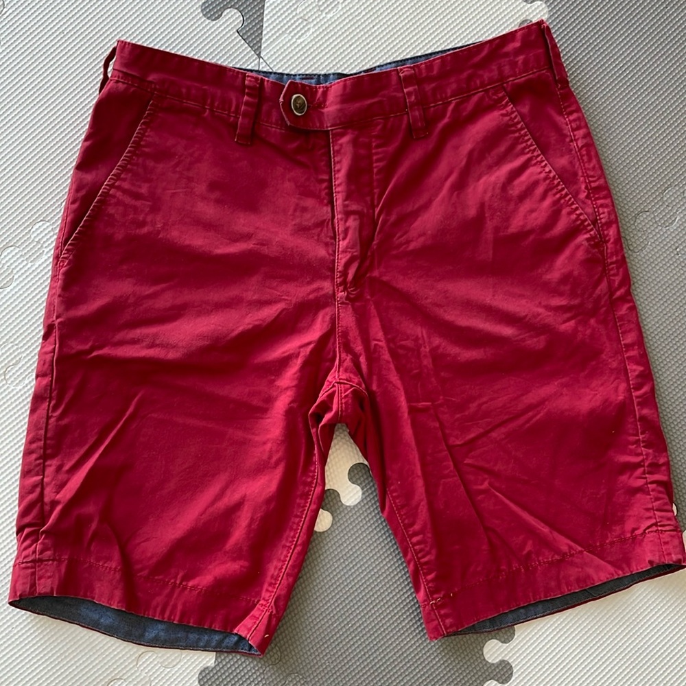 Ted Baker Men’s Dark Red Flat-front Shorts